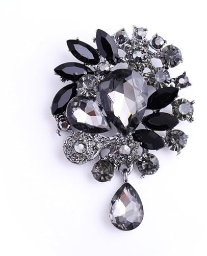 Strass Brosche Vintage Kristallglas Blumenbrosche Damenbekleidungszubehör Federnadel Tropfen Corsage Schmuck