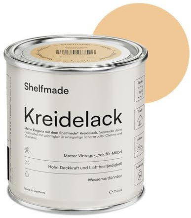 shelfmade Kreidefarbe orange - Honiggelb - Holzlack, Holzfarbe DIY für Holz, shabby chic - Farbe für Möbel, Chalk Paint für Möbel matter Look