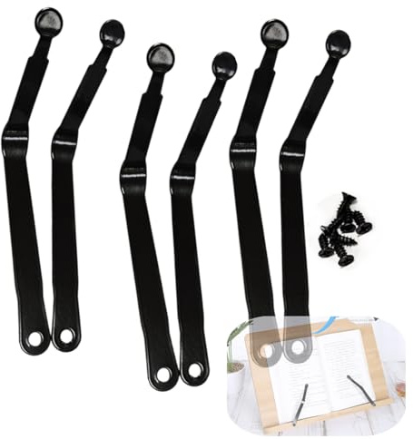 JLEivvi 6 Pack Book Stand Page Clip Book Page Holder Book Holder Press Torsion Spring with Screws Replacement Repair Parts for Reading Bamboo Tray Cookbook Music Book Frame Rest Desktop, Black