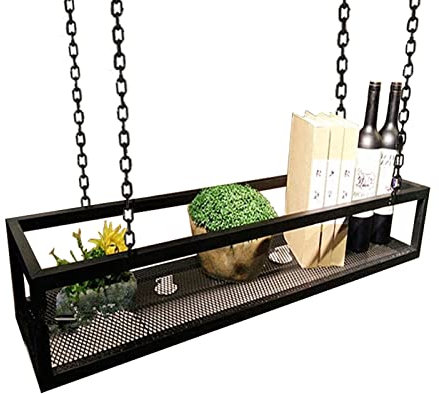Hängende Pflanzkörbe, Pflanzenhänger aus Metall mit Aufhängehaken, Wandbehang für Blumentopfhalter für Terrasse, Deck, Deckenpflanzenhalter, Hängepflanzer für Fenster (Größe: 60 x 25 x 15 cm