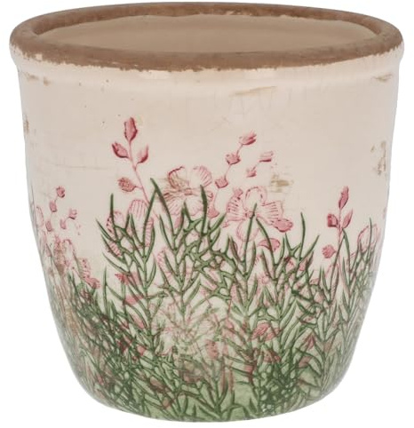 Shudehill Giftware Wild Garden Pretty Floral Pink and Green Design Planter Pot - Small or Large (Small)