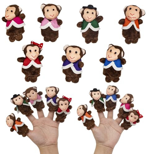 IOPJLK 7 Stück Samt Fingerpuppen für Kinder, Lernhilfe im Klassenzimmer Rollenspiele Partygeschenke Reise und Therapie fördert Fantasie und Sozialkompetenz
