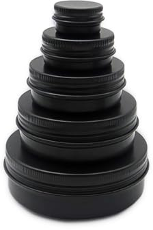 Wopanxye 5pack 60ml Aluminum Tin, 1oz Black Metal Makeup Jar with Screw Lid | 30ml Empty Lip Balm Container Travel Cosmetic Pot Cans for DIY Cream Candle Powder Tea Beads (5/15/30/60/100ml, mixed size)