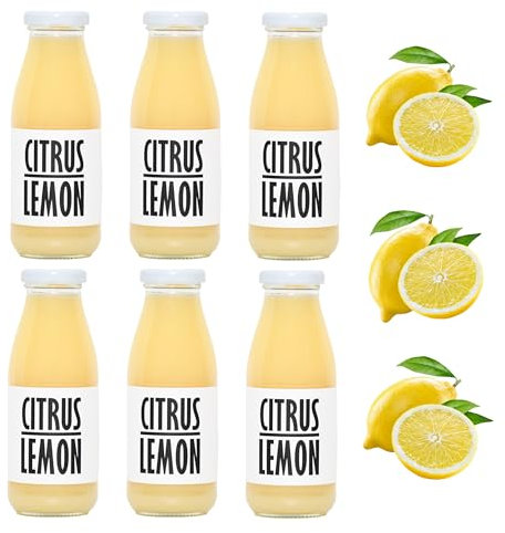 PRESSUICE Fresh Citrus Lemon Juice not from concentrate 6 bottles pack x 250 ml Fruit Pure Lemons Juices NFC - Pressed Drink - No added Sugar - Natural Free Press - Soft drinks for Cocktails