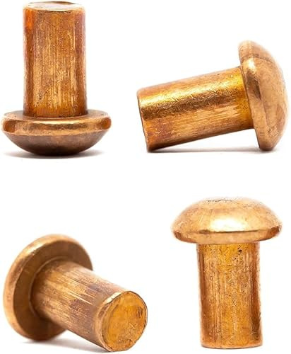 Remaches M5 (5 mm x 16 mm) de cobre sólido de cabeza redonda DIN 660 (paquete de 20) D01D