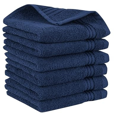 Elegant Comfort Juego de 6 Toallas pequeñas de algodón Turco, 13 x 13 Pulgadas, lujosas Toallas de baño de 100% algodón Turco de Calidad de Hotel, Altamente absorbentes, Suaves, Color