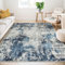 Guchuang Bedding Tappeto da soggiorno 160 x 230 cm, blu – antiscivolo e lavabile, vintage mélange, design sfocato, tappeto a pelo corto, per camera da letto