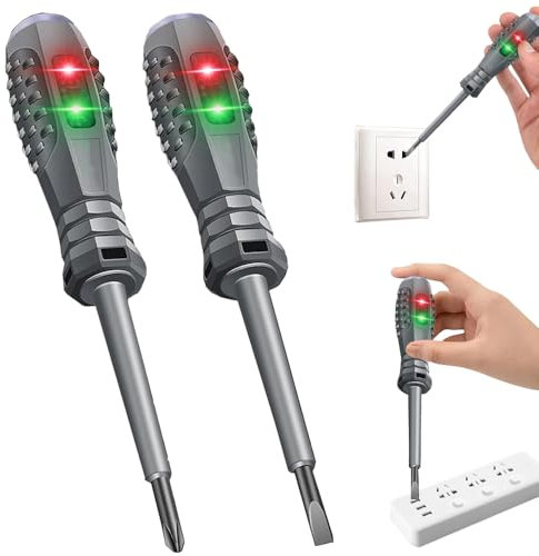 Mineup 2-in-1 Schraubendreher mit Starkem Drehmoment und Magnet, 2 Stück Magnetic Screwdriver Electricity Detector, Spannungsprüfer Schraubendreher zur Erkennung von Wechsel-/Gleichstromkreisen