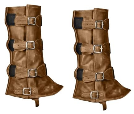 kowaku Stiefelüberzüge für Piratenkostüme, Stiefelüberzüge für Ritter, Steampunk, mittelalterliche Schuhüberzüge für Festivals, Braun