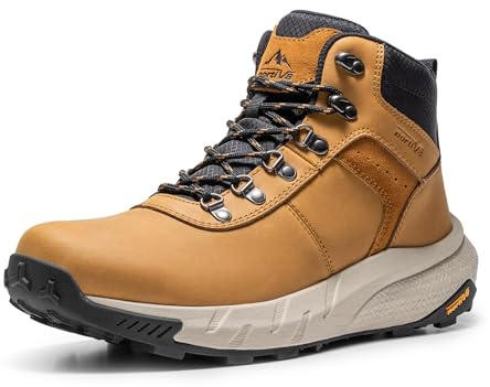 NORTIV 8 Scarponi Trekking Impermeabili da Uomo, Leggeri, da Esterno Pelle Trekking,Size 44,Marrone,NMUMHB2505