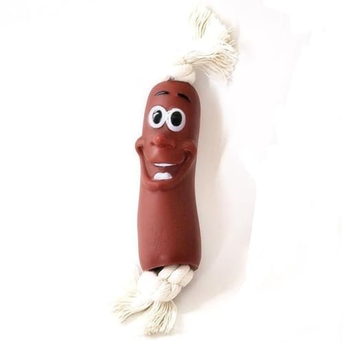 Playful Paws Dog Chew Toys Sausage and Corn Tug of War Interactive Toy with Cotton Rope Knot Aggressive Chew Toys for Dogs (Big Eyes Sausages)