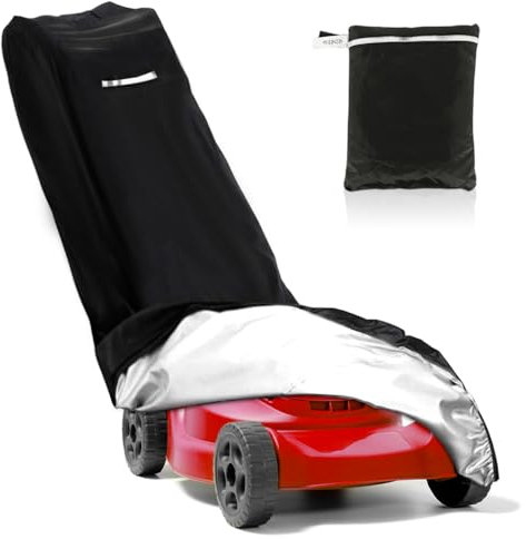 BNGXR Copertura per Tosaerba, 210D Oxford Impermeabile Copri Tagliaerba per Esterno, Telo di copertura per tosaerba con Cordino e Borsa Portaoggetti, resistente ai raggi UV, Nero (191 X 110 X 67cm)