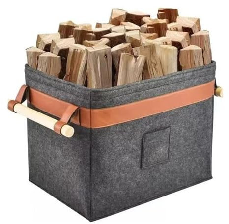 Panier à bois de chauffage – Grand support en bois, support moderne pour bûches de cheminée | Porte-bois de chauffage de grande capacité, panier de rangement décoratif pour bois de chauffage intérieur