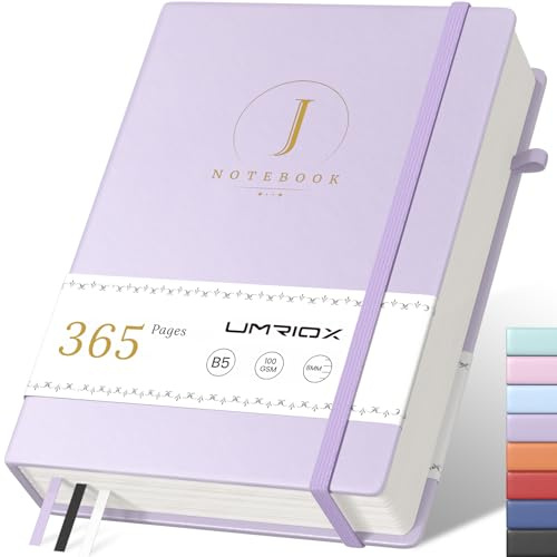 Umriox 365 Seiten Dickes Journal Tagebuch,Hardcover Leder Notizbuch B5 liniert mit 100gsm Papier,College Ruled Journal Notebook für Tägliches Arbeitstagebuchfür,17.8 x 25.5cm-Lila