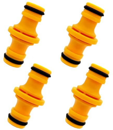 4Pcs Double Male Hose Connectors, Hose End Connectors, Garden Hose Connector Extender, Used to Connect Hoses and Garden Irrigation (Yellow)