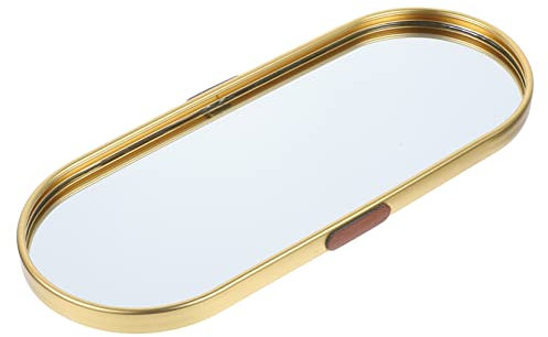 Holibanna Goldfarbenes Rechteckiges Spiegel-tablett Schmuck-organizer Make-up Parfüm-ablage Stilvolles Kosmetik-display Für Kommode Wohnzimmer Und Laden