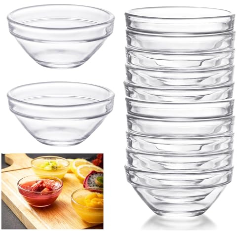 Kleine Dipschalen, 12 Stück 7.5cm Mini Glasschalen, Dip Schälchen Set, Rund Dipschalen, 70ml Dipschalen, Glasschale für Saucen, Runde Mini Dip Schälchen, Dipschalen Set für Dressings