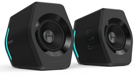 Edifier Hecate RGB Gaming Speakers, 32W Peak Power, Bluetooth 5.1, Game/Movie/Music Modes, 12 RGB Lighting Effects, Compact Design for PC/PS4/Desktop - Black