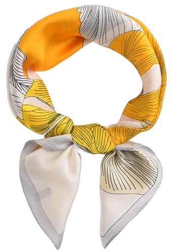 prinfantasy Scarfs for Women with Flower Pattern Square Scarf Floral Pattern Ladies Headscarf Yellow Head Scarves GB070509