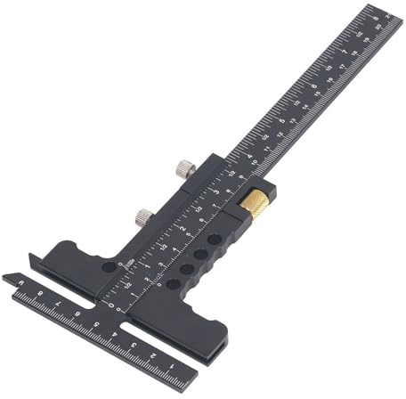 Righello per lavorazione del legno a forma di T, strumento di misurazione di precisione, gamma 0-100 mm-0-210 mm, calibro di marcatura in lega di alluminio per progetti di