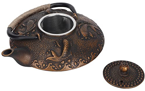 BTOSEP Bollitore Elegante in Ferro retrò da 0,9 Litri con Manico per Uso Domestico, Collezione di Teiere e Acqua con Coperchio