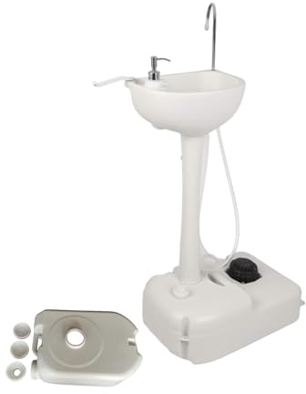 KAIKAFEI Lavandino da Campeggio con Ruote, Lavandino da Campeggio Portatile con Ruote, con Rubinetto, Dispenser di Sapone, Porta Asciugamano,Serbatoio d'Acqua da(17L)