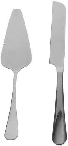JECOMPRIS Set Tagliatorte in Acciaio Inossidabile Coltello Seghettato e Spatola Manico lungo Utensili per Torte Compleanni e Buffet