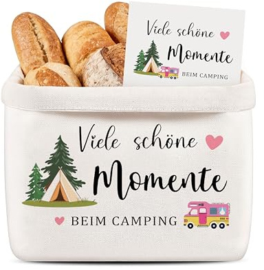 Cesta de pan para campista, regalos – Muchos momentos bonitos para camping, accesorios para el pan, cesta de tela, decoración para caravanas (camper)