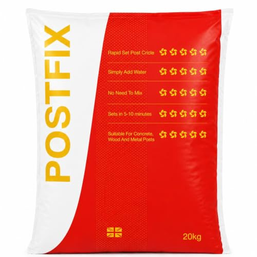 UNIQUE HOME LIVING Postfix 20kg Rapid Set Fence Post Concrete Mix, Fast Setting Cement, Just Add Water, No Mixing, for Wooden Fence Posts, Metal Posts, Gate Posts & Sign Posts, Made in UK