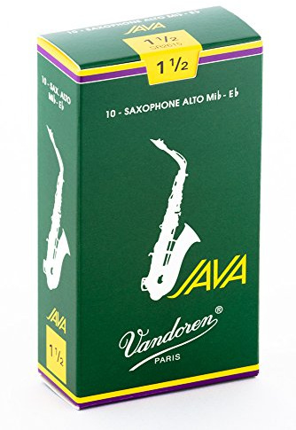 Vandoren Java Green - Blätter für Altsaxophon, 5er Packung, Alto, Rohrblatt, Rohrblätter, Grün, Saxofon, Blatt - Stärke 1,5