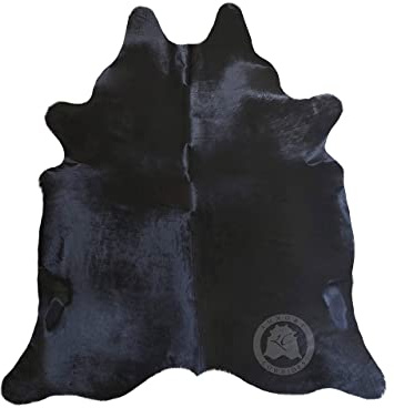 Sunshine Cowhides 100% Genuine Black Cowhide Rug - Luxurious Cow Rug for Bedroom, Kitchen, Living Room & Home Decor - Masterpiece of Style & Functionality for Interior Spaces - Extra Large (6x7-8 Ft.)