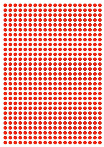 1160 Klebepunkte, 5 mm, Neon rot, aus PVC Folie, Markierungspunkte, Punkt, Vinyl, leuchtend, rund, selbstklebend