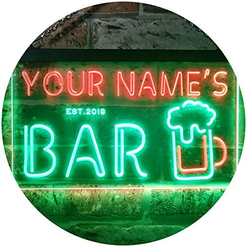 ADVPRO Personalized Your Name Est Year Theme Bar Pub Club Den Cabin Beer Dual Color LED Barlicht Neonlicht Lichtwerbung Neon Sign Grün & Rot 300 x 210mm st6s32-pv1-tm-gr