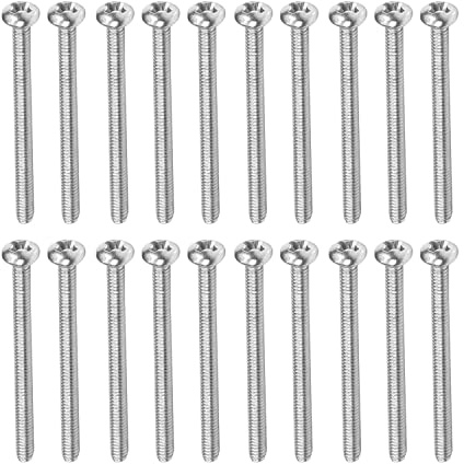 MroMax M2 x 25 mm Maschinenschrauben, Kreuzschlitzschraube, 304 Edelstahl, Silbergrau, 60 Stück
