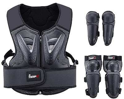StarknightMT Kids Motorcycle Armor Suit Dirt Bike Gear, Youth Riding Protective Gear Chest Protector for Motocross Cycling Skateboard,Skiing,Skating,Off-Road (Black)