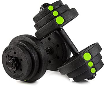 ZIPRO Juego de Mancuernas Bituminosas 2x20 kg – 16 Pesas, Mancuernas Ajustables para Entrenamiento de Fuerza, Alta Calidad, Agarre Antideslizante, Ideal para Gimnasio en Casa, Duradero