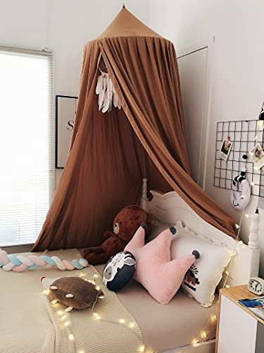 Kinderbett-Betthimmel für Kinder und Mädchen, rundes Kuppelnetz, Moskitonetz, Betthimmel für Spielzimmer, Babybett, drinnen und draußen, Prinzessinnenschloss, hängende Hausdekoration (Kaffee)
