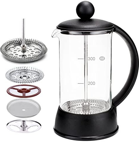LTLWSH Cafetera de Prensa Francesa, Cafetera Francesa, Cafeteras de émbolo, Vidrio de Borosilicato Resistente al Calor, con Filtro de Acero Inoxidable,350ml