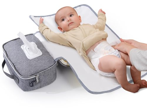 Sunveno Windeltasche mit Wickelunterlage, Kinderwagentaschen Organizer, wasserdicht wickel umhängetasche, tragbare Wickelunterlage, Wickeltasche für unterwegs mit extra viel Platz