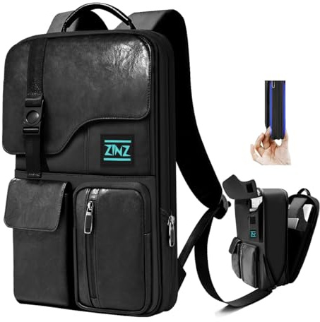ZINZ Sac à Dos Fin et Extensible pour Ordinateur Portable 15,6 Pouces, Résistant à l'eau, Antivol, pour Homme et Femme,Noir
