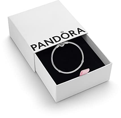 PANDORA Moments Women's Sterling Silver Family Tree Clasp Chain Bracelet for Charms, Size 18, With Gift Box