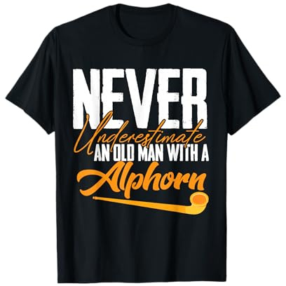 Alphorn Old Man Musikinstrument Schweiz Alpen Souvenir T-Shirt
