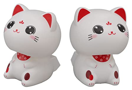 Bewinner Bobble Head Nodding Cat for Car Dashboard,Solar Lucky Nodding Cat Car Decoration,Cute Miniature Cat Figure Automobile Decoration, Gifts for Men (with Large Eyes)