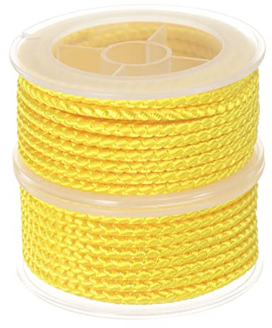sourcing map 2 Hilos de Nylon, Cuerda de Abalorios de Cordel, Cordón Trenzado Extrafuerte 3mm para Pulseras Joyería Fabricación Bricolaje Artesanías 4M/13 Pies, Amarillo
