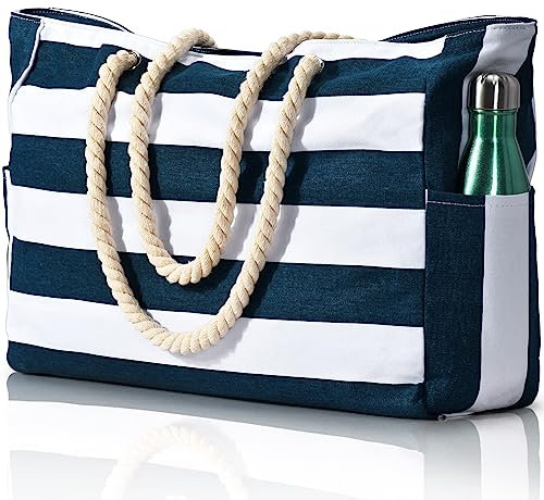 oscaurt Strandtasche Groß Badetasche Shopper Tasche mit reißverschluss Schwimmtasche Weekender Damen Reisetasche Kosmetiktasche für Einkaufen