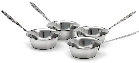 Cocotte Stainless Steel 3.15 Inch - 4 Pcs Mini Cocotte with Handle - Ramekin for Baking Julienne, Oven Safe, 3.38 Oz, OFXDD