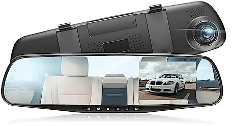 NoyoRo Car Recorders, Auto 4.5 Inch Rearview Mirror Digital Car Driving Video Recorder Hd 1080p Car Dvr Camera, Night Vision/Parking Assistance, Dual Lens Registratory Camcorder