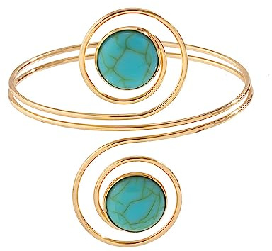 Arm Jewelry, Simple Turquoises Upper Arm Cuff Armlet Armband Bangle Women Jewelry Bangle Swirl Filigree Arm Cuff