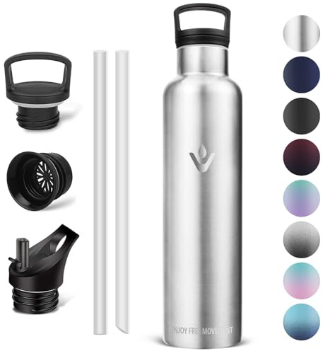 Vikaster Botella Agua Acero Inoxidable 1l, Botella térmica, Estanqueidad, Mantener 12H Caliente/24 Frío, Termo Sin BPA, para Deporte, Viaje, Escuela, Exterior, Oficina, Hogar.