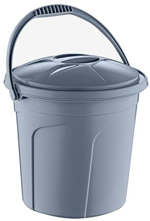 Best House 15 Litres Water Bucket with Lid and Carry Handle for Kitchen Garden Cleaning Water Animal Bird Feed Storage Container (Pack of 1,Grey)